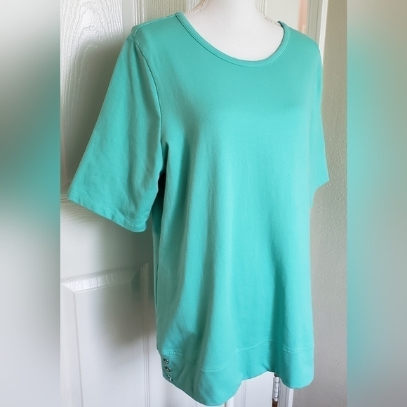 SPORT SAVVY FRENCH TERRY TOP AQUA SZ L - Picture 5 of 8